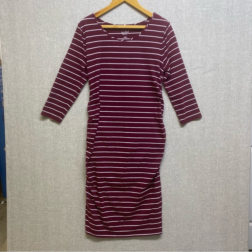 Target maternity Burgundy & White Striped Midi Dress